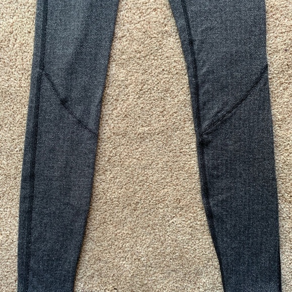 Lululemon 4 Runder Under Rulu Pant Herringbone Black Grey Tight Legging Speed - Picture 6 of 13